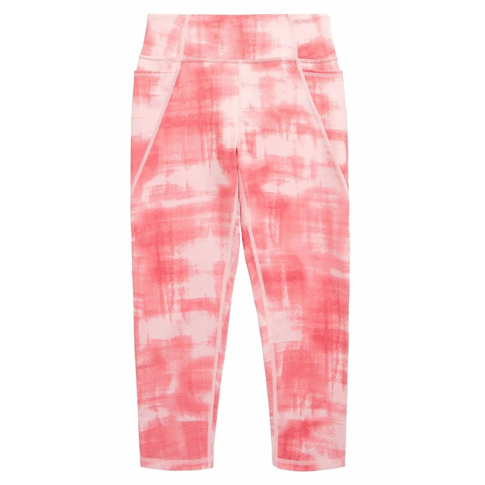 Zella Girl Kids Sassy Pocket Crop Leggings Coral Calypso Brushstrokes XLarge New - Picture 1 of 7